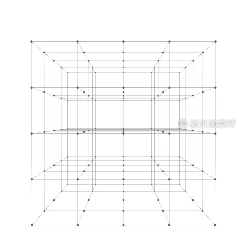 5x5x5 = 125个小方块的线框。与视角。